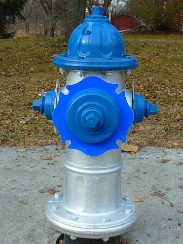 Class AA blue-top fire hydrant.