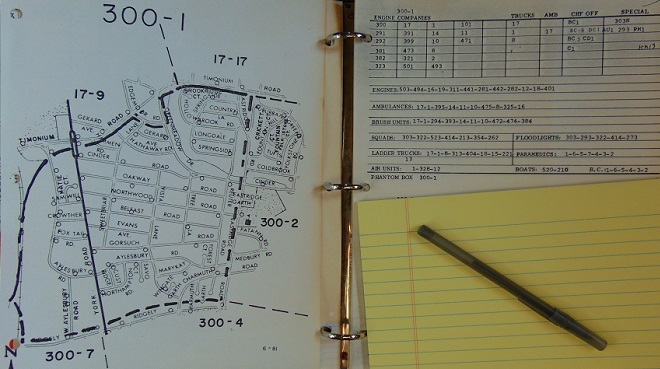 A "Run Book" with response assignments ("box alarms") and maps.