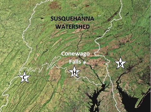 Locations of Bone Caves in and near the Lower Susquehanna Valley Watershed